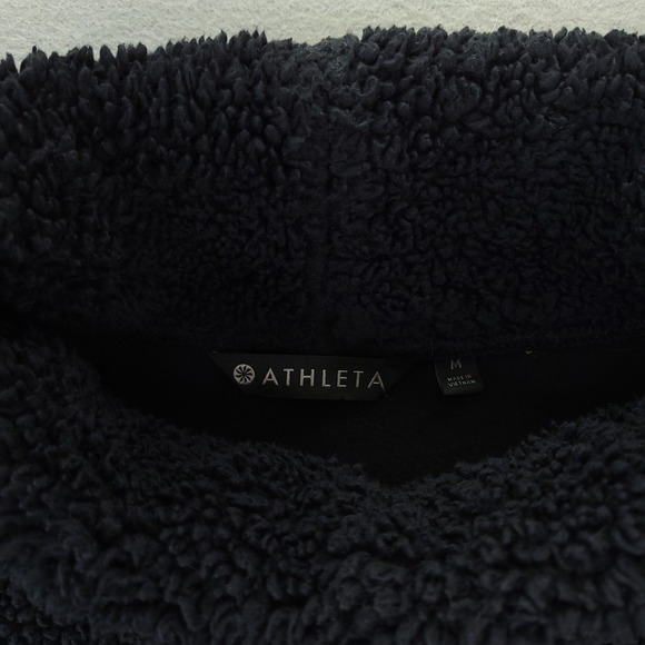 Athleta Sweatshirt Womens Medium Black Nirvana Sherpa Funnel Neck Fleece - Picture 2 of 10